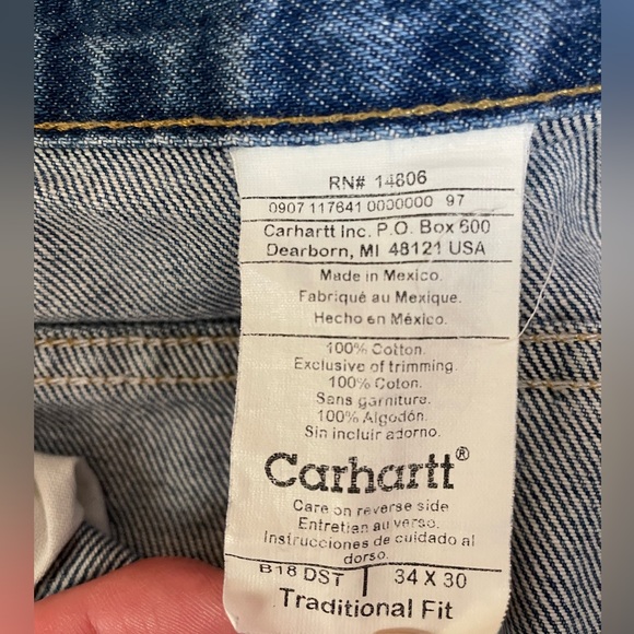 Carhartt Men’s Jeans Size 34W X 30L Traditional Fit - Picture 3 of 3